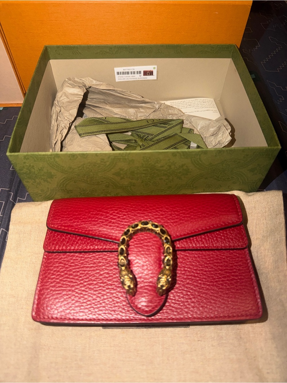 GUCCI Red Dollar Calfskin Super Mini Dionysus Bag (Discontinued Size and Color)*